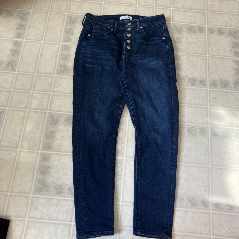 Ann Taylor LOFT The Curvy Skinny Button Fly Size 27 4 Dark Wash Denim Jeans